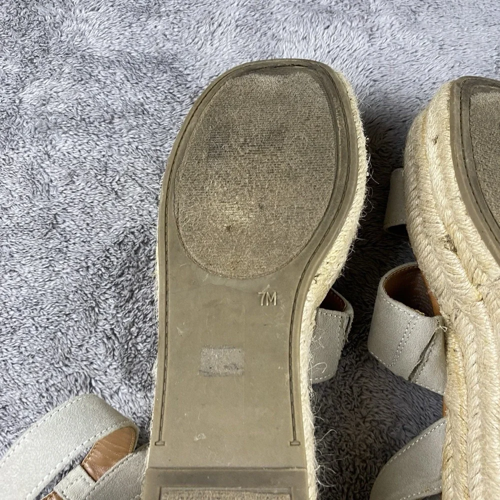 American Eagle Espadrille Platform Sandals  Womens Size 7 Faux Suede Beige